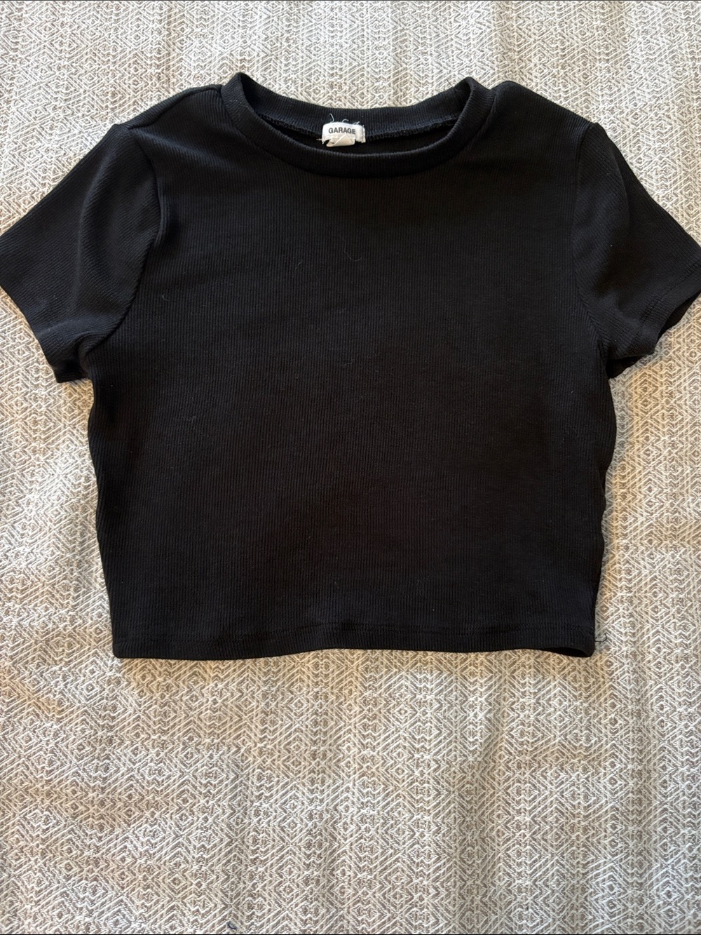 Garage Black Ribbed Crop Top